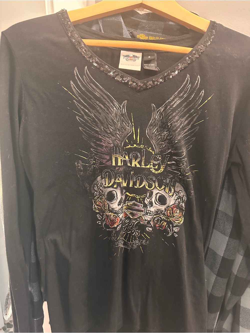 Harley-Davidson Black Tee with White and Orange Logo